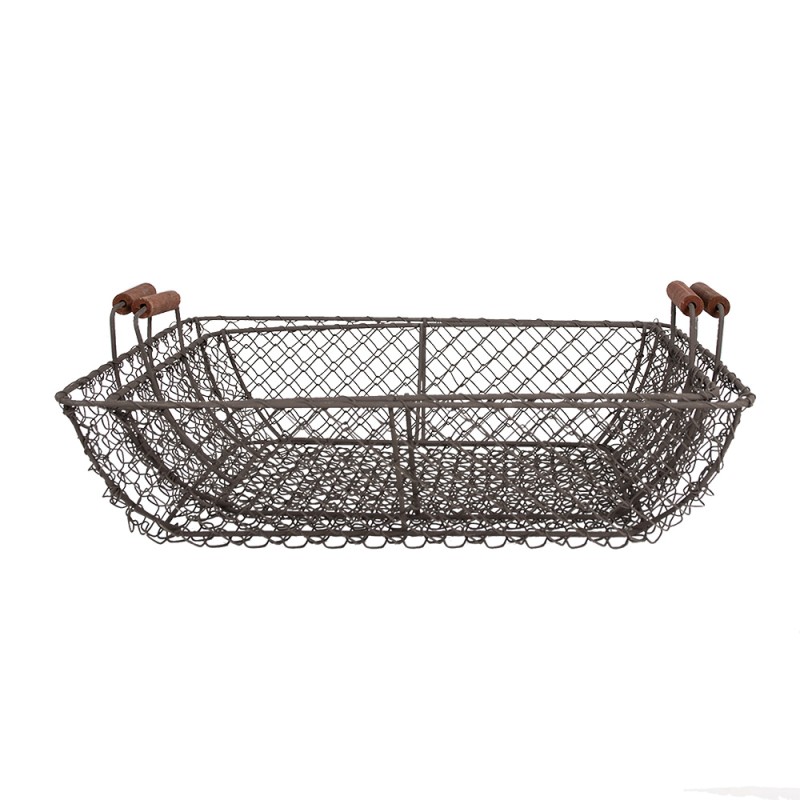 Clayre & Eef Storage Basket Set of 2 40x34x14 / 36x30x13 cm Brown Iron Rectangle