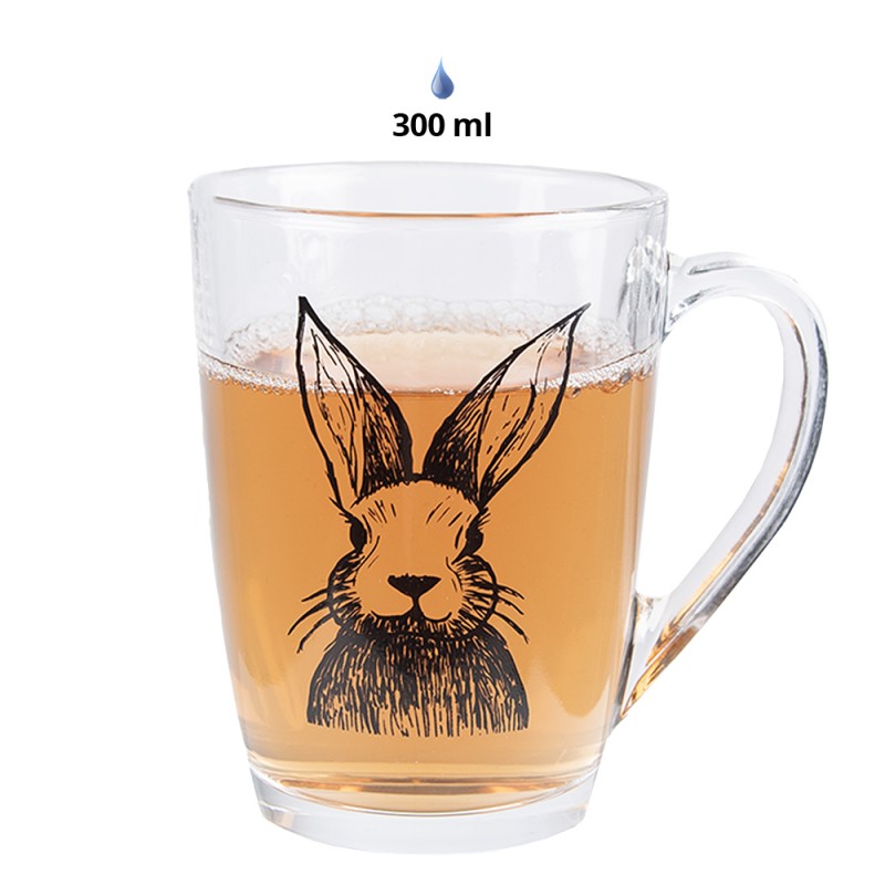 Clayre & Eef Tea Glass 300 ml Transparent Glass Rabbit