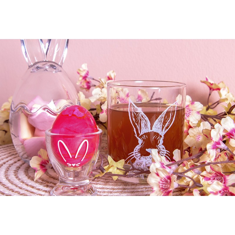 Clayre & Eef Egg Cup Ø 5x6 cm Transparent Glass Rabbit
