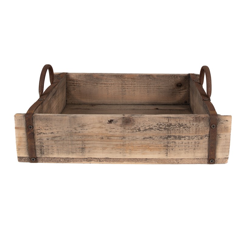 Clayre & Eef Tray 40x30x15 cm Brown Wood Iron Rectangle