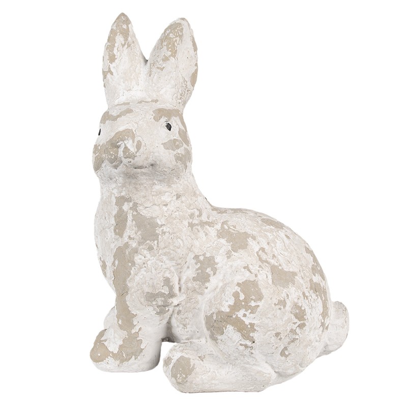 Clayre & Eef Statuetta decorativa Coniglio 25x19x39 cm Bianco Beige Materiale ceramico