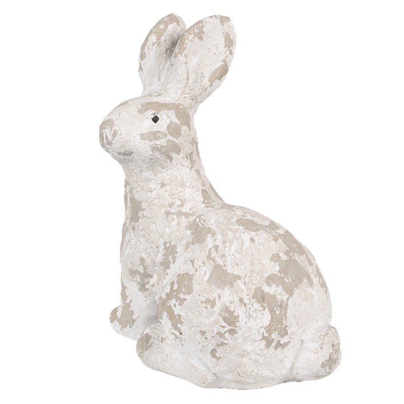 Clayre & Eef Figurine décorative Lapin 25x19x39 cm Blanc Beige Matériau céramique
