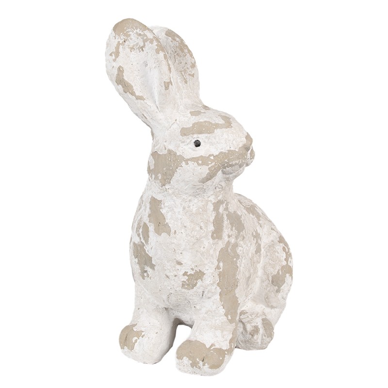 Clayre & Eef Statuetta decorativa Coniglio 25x19x39 cm Bianco Beige Materiale ceramico