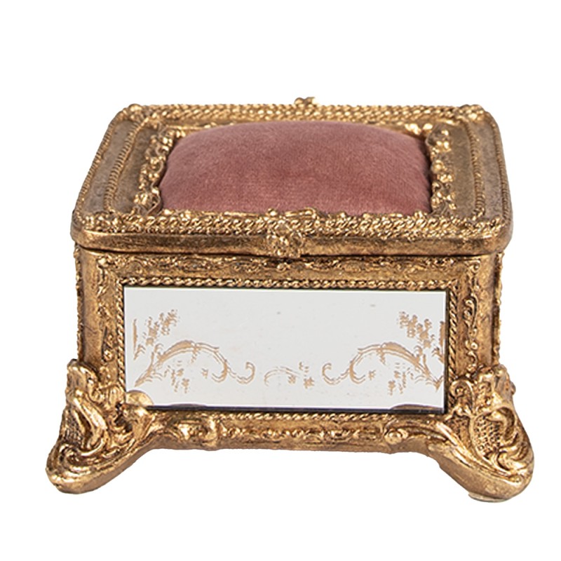 Clayre & Eef Boîte à bijoux 12x12x7 cm Couleur or Polyrésine Carré