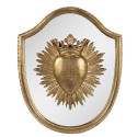 Clayre & Eef Wall Decoration 25x3x30 cm Gold colored Polyresin Glass Oval Heart