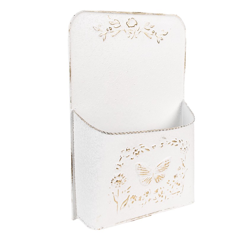 Clayre & Eef Porte-plante 27x9x41 cm Blanc Métal Rectangle