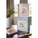 Clayre & Eef Boîte de conservation en fer blanc 21x15x25 / 18x13x22 cm Bleu Rose Métal Lapin