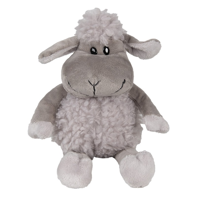 Clayre & Eef Knuffel Schaap 10x15x19 cm Grijs Pluche