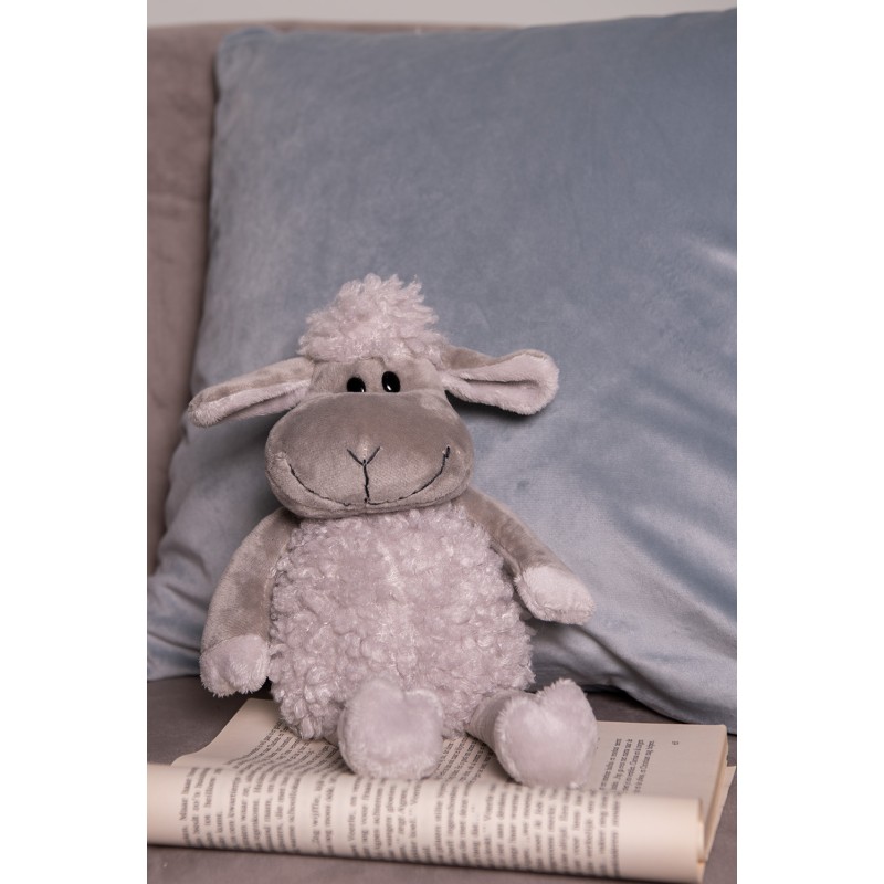 Clayre & Eef Knuffel Schaap 10x15x19 cm Grijs Pluche