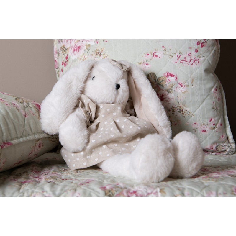 Clayre & Eef Peluche Lapin 16x26x21 cm Beige Peluche