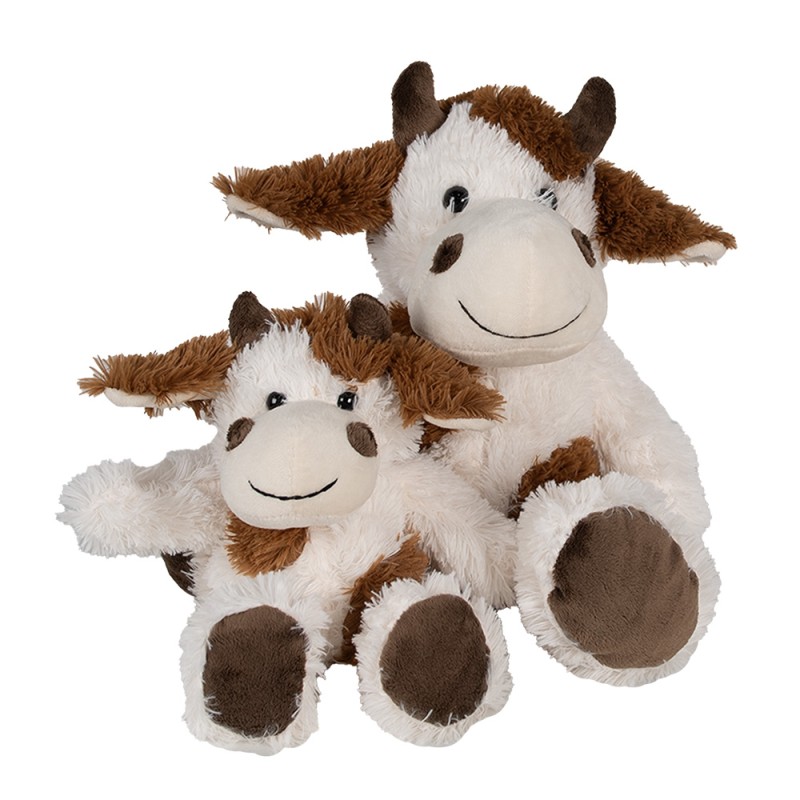 Clayre & Eef Peluche Vache 24x25x29 cm Blanc Marron Peluche