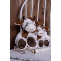 Clayre & Eef Peluche Vache 24x25x29 cm Blanc Marron Peluche