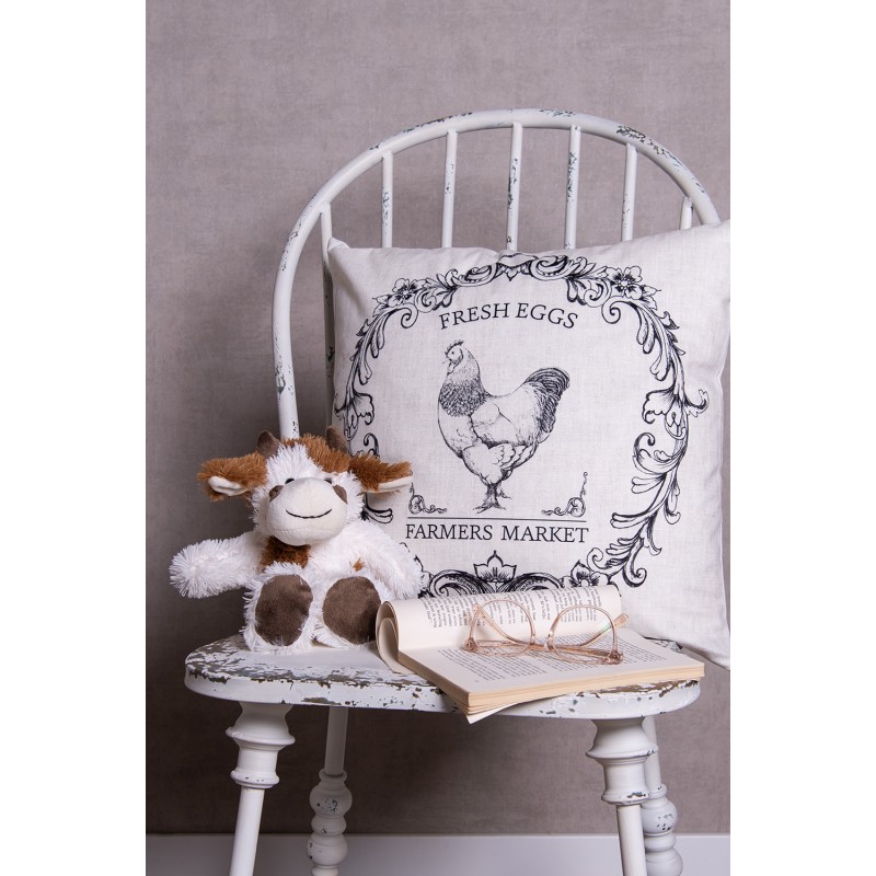 Clayre & Eef Peluche Vache 18x19x19 cm Blanc Marron Peluche