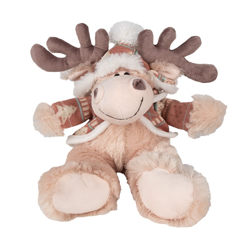 Clayre & Eef Stuffed toy Reindeer 21x22x22 cm Brown Plush
