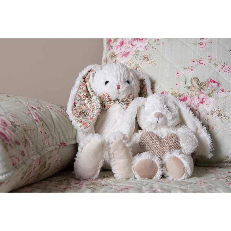 Clayre & Eef Stuffed toy Rabbit 11x14x14 cm Beige Plush