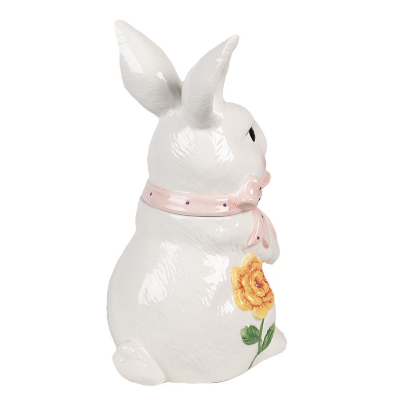 Clayre & Eef Barattolo di stoccaggio Coniglio 29 cm Bianco Rosa  Ceramica