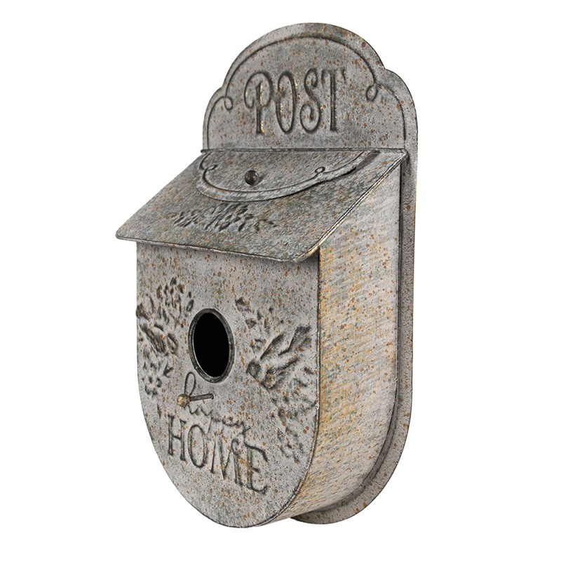 Clayre & Eef Mailbox / Birdhouse 27x11x41 cm Grey Metal