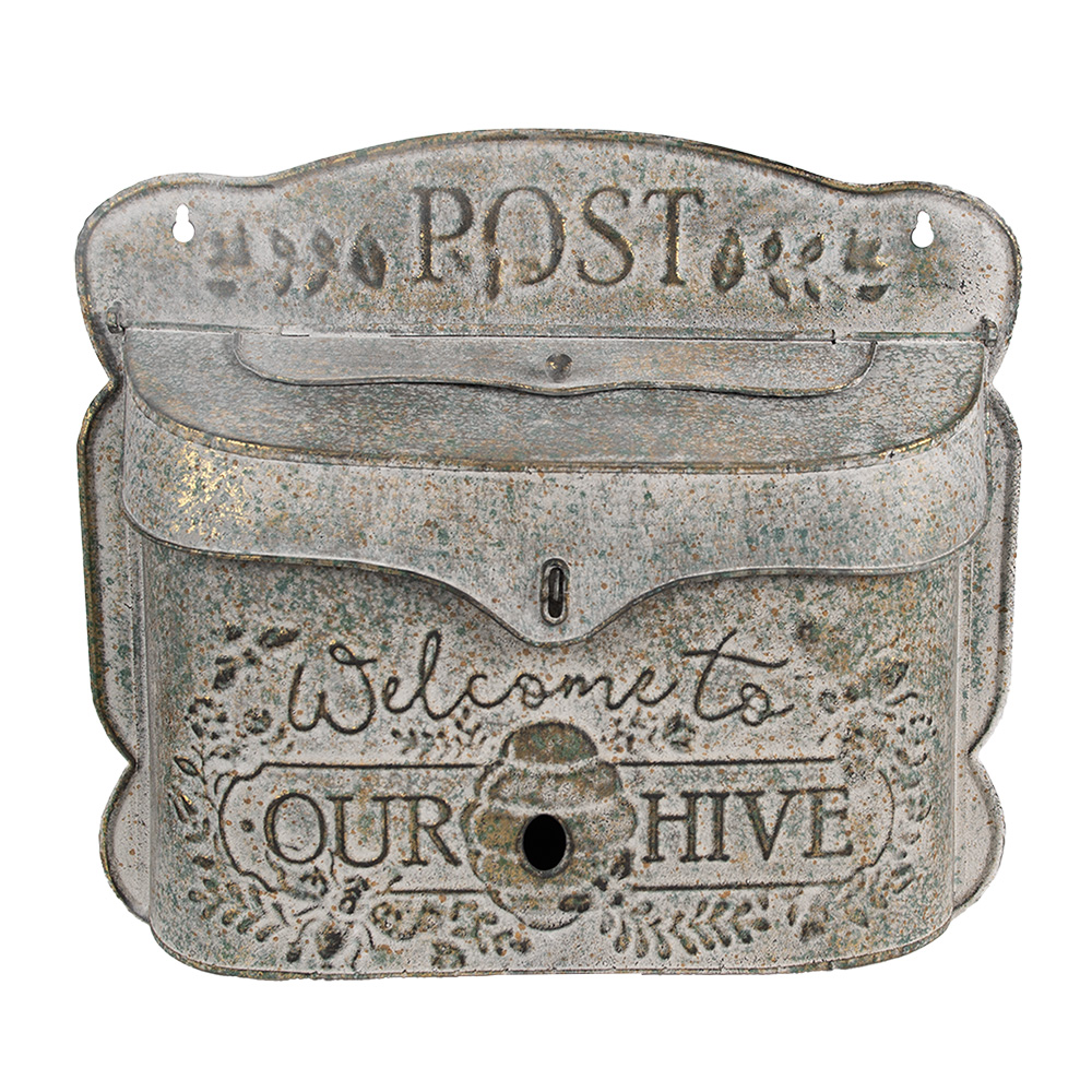 Clayre&Eef Brievenbus 41x9x36 cm Grijs Metaal afbeelding