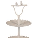 Clayre & Eef Étagère 2 étages Ø 32x51 cm Beige Fer Rond Oiseaux