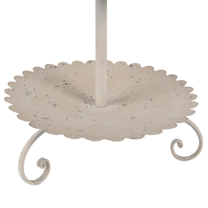 Clayre & Eef Etagère 2 laags Ø 32x51 cm Beige IJzer Rond Vogels