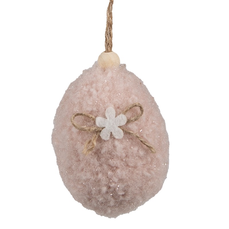 Clayre & Eef Ciondolo di Pasqua Uovo 7 cm Rosa Tessuto