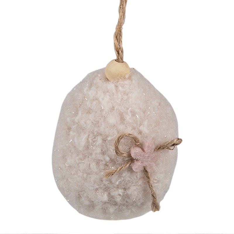 Clayre & Eef Ciondolo di Pasqua Uovo 7 cm Beige Tessuto