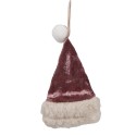 Clayre & Eef Weihnachtsanhänger Weihnachtsmütze 13 cm Rosa Stoff