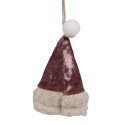 Clayre & Eef Weihnachtsanhänger Weihnachtsmütze 13 cm Rosa Stoff