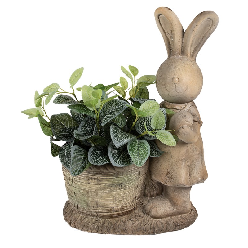 Clayre & Eef Pot de fleurs Lapin 49 cm Marron Beige Matériau céramique