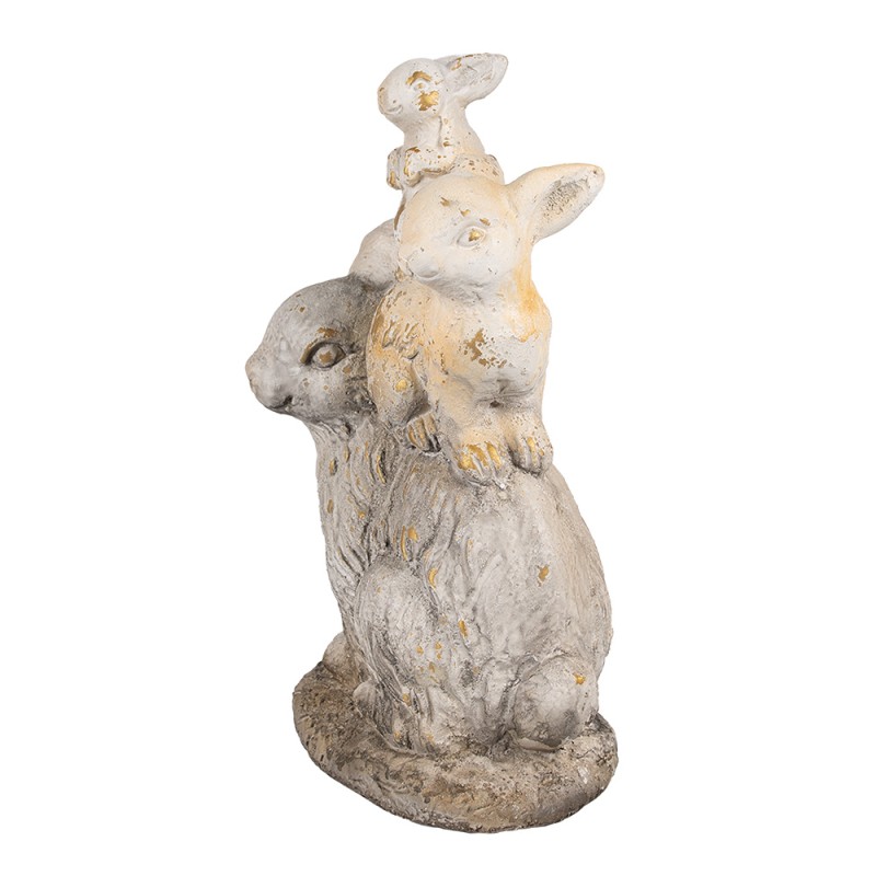 Clayre & Eef Statuetta decorativa Coniglio 43 cm Marrone Beige Materiale ceramico