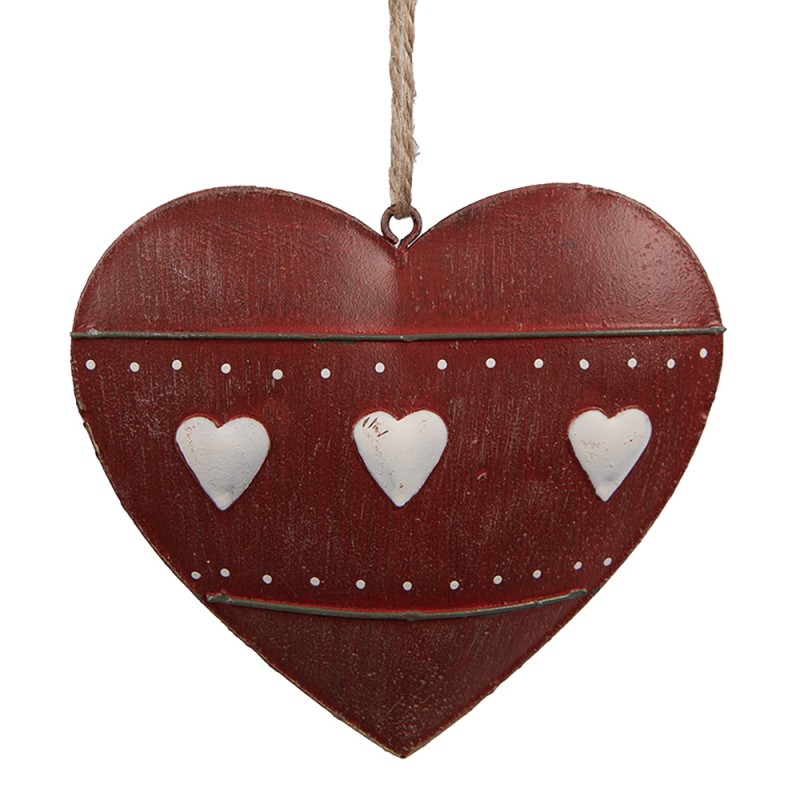 Clayre & Eef Decorative Pendant Heart 10 cm Red Iron