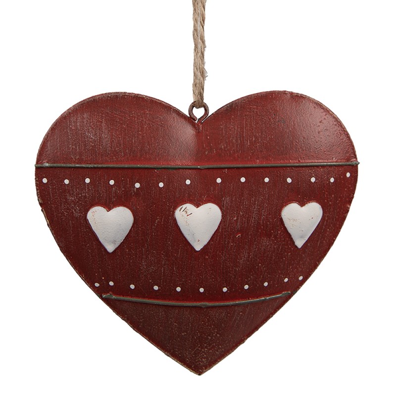 Clayre & Eef Décoration pendentif Coeur 10 cm Rouge Fer