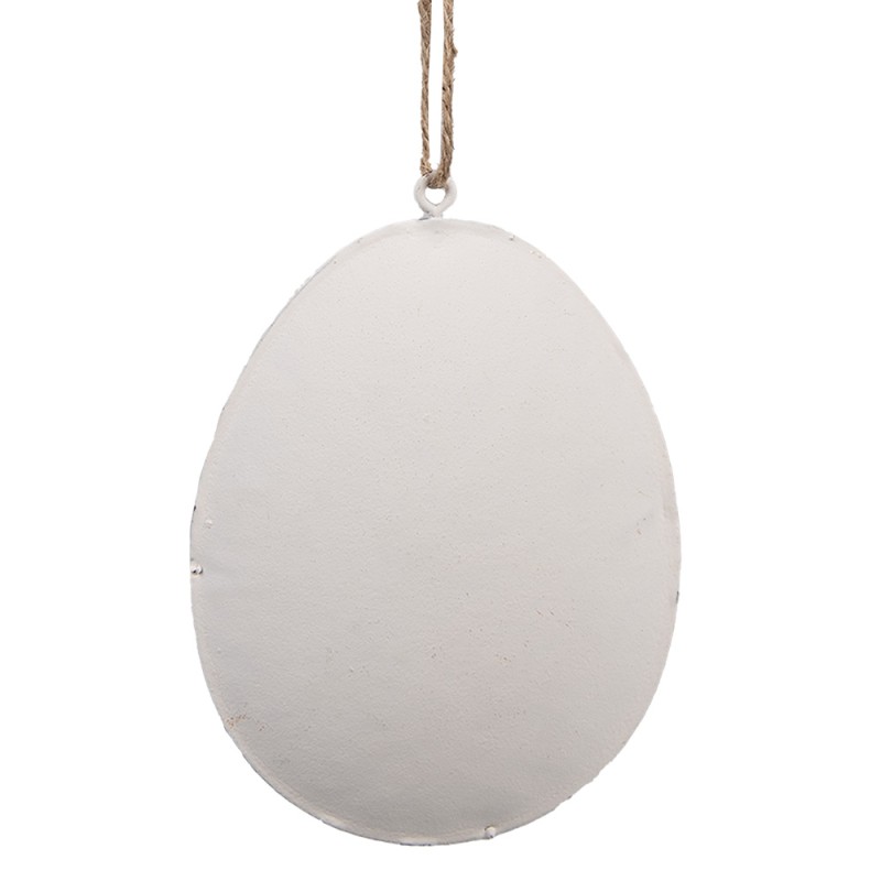 Clayre & Eef Ciondolo di Pasqua Uovo 8 cm Bianco Ferro Ovale