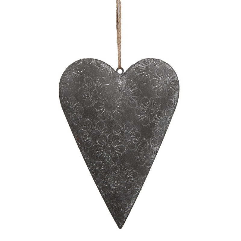 Clayre & Eef Decorazione pendente Cuore 10 cm Grigio Ferro