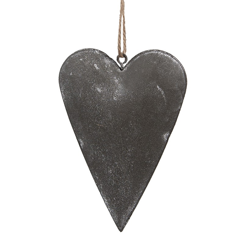 Clayre & Eef Decorative Pendant Heart 8 cm Grey Iron