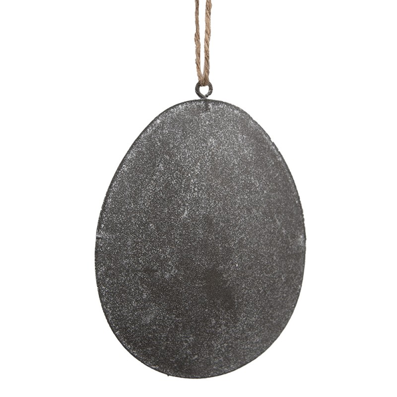 Clayre & Eef Pendentif de Pâques Œuf 8 cm Gris Fer Ovale