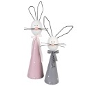 Clayre & Eef Statuetta decorativa Coniglio 60 cm Bianco Rosa  Ferro