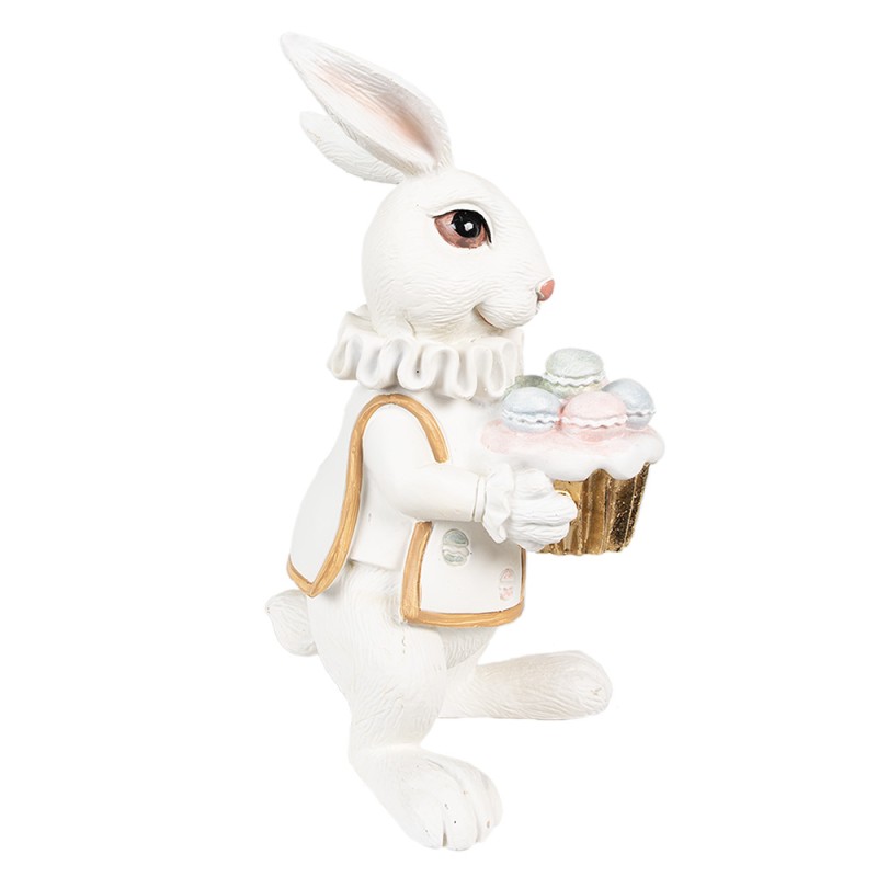 Clayre & Eef Figur Kaninchen 14 cm Weiß Goldfarbig Polyresin