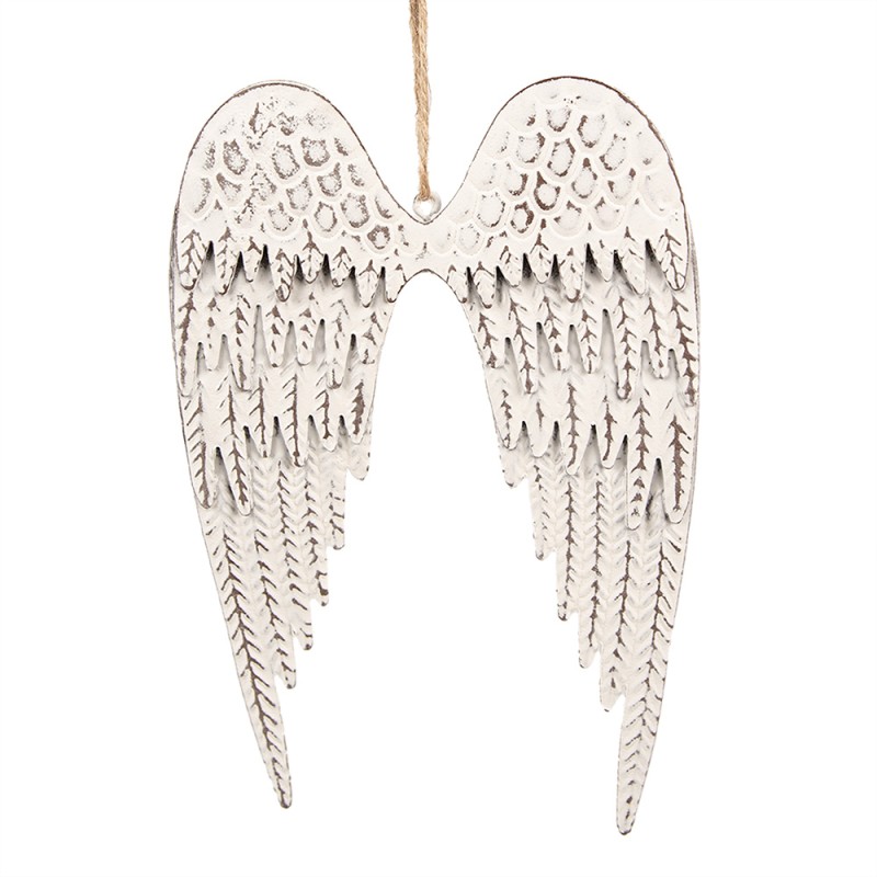 Clayre & Eef Decorative Pendant Wings 12 cm White Iron