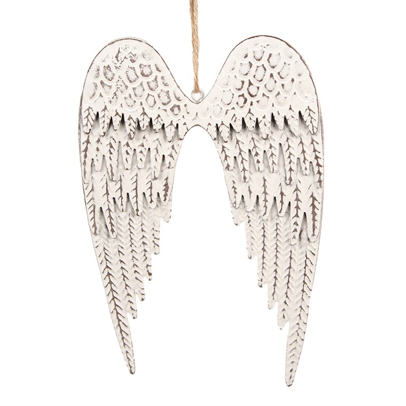 Clayre & Eef Décoration pendentif Ailes 12 cm Blanc Fer