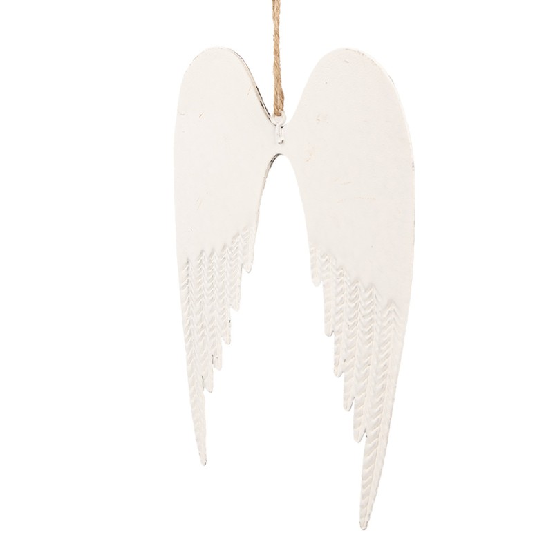Clayre & Eef Decorative Pendant Wings 12 cm White Iron