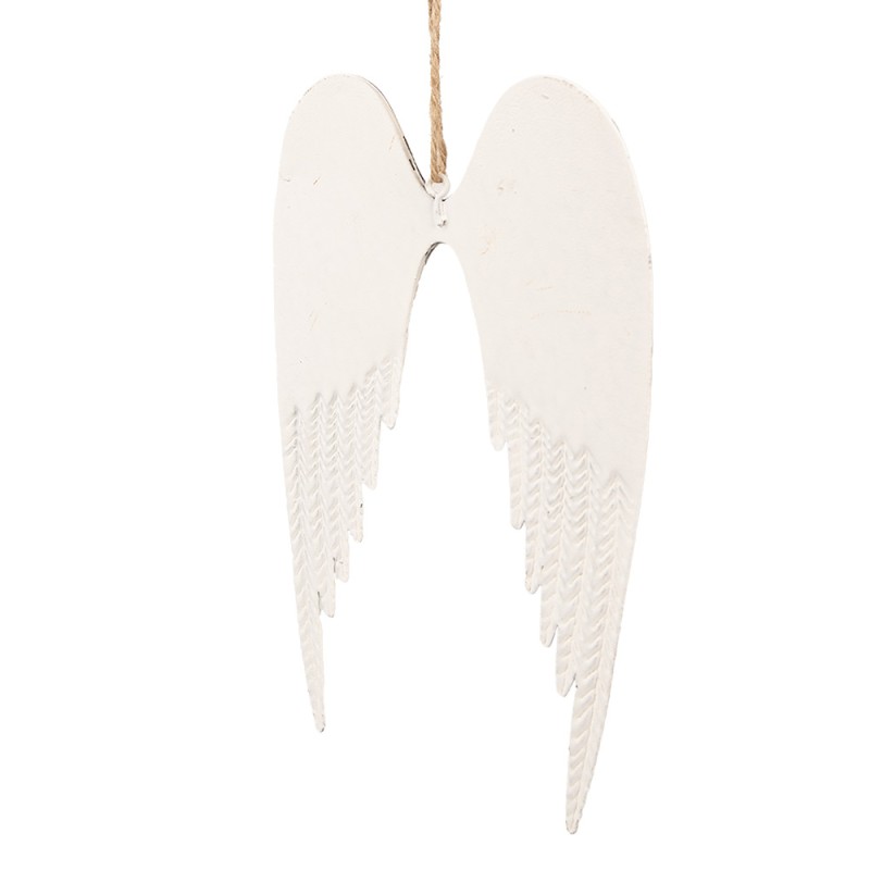 Clayre & Eef Decorative Pendant Wings 12 cm White Iron