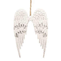 Clayre & Eef Décoration pendentif Ailes 9 cm Blanc Fer