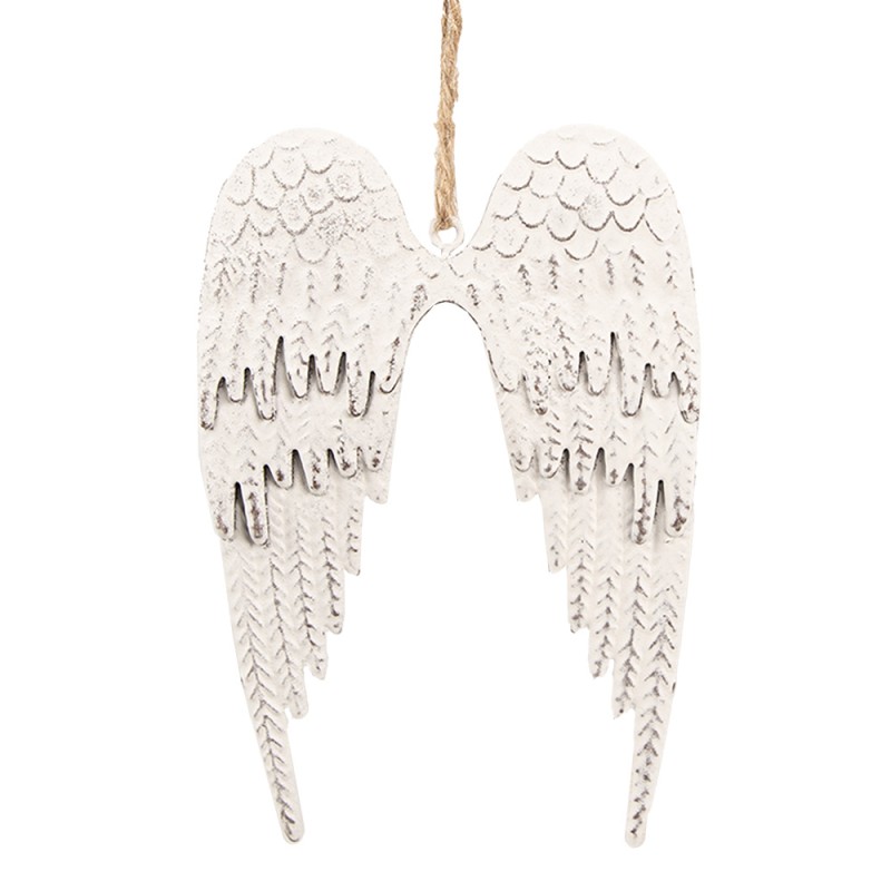 Clayre & Eef Décoration pendentif Ailes 9 cm Blanc Fer