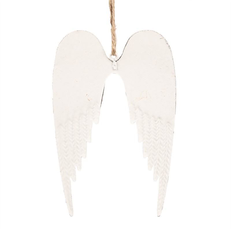 Clayre & Eef Décoration pendentif Ailes 9 cm Blanc Fer