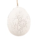 Clayre & Eef Pendentif de Pâques Œuf 8 cm Blanc Fer Ovale