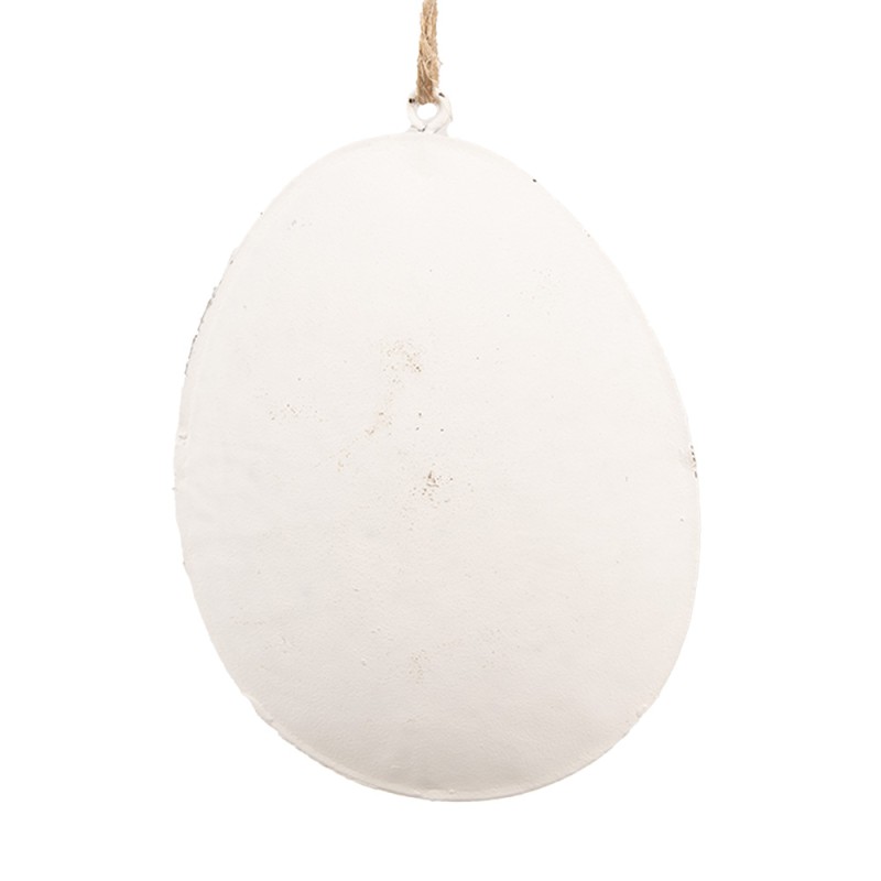 Clayre & Eef Pendentif de Pâques Œuf 8 cm Blanc Fer Ovale