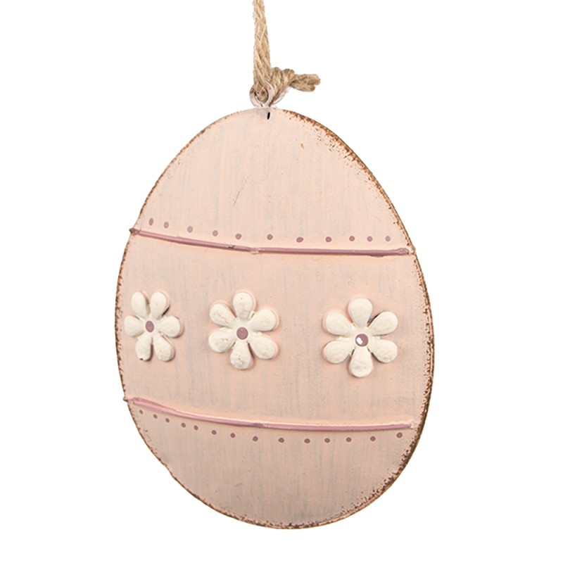 Clayre & Eef Pendentif de Pâques Œuf 8 cm Rose Fer Ovale