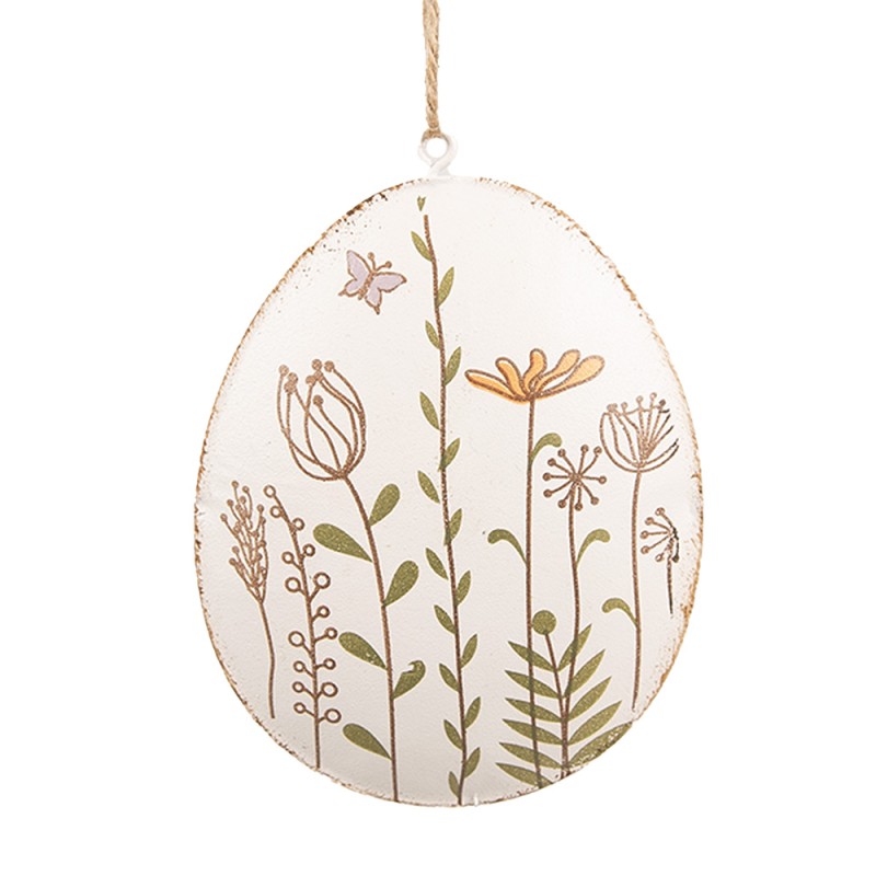 Clayre & Eef Easter Pendant Egg 8 cm Beige Iron Oval