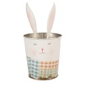 Clayre & Eef Cutlery holder Ø 12x23 cm White Pink Iron Rabbit